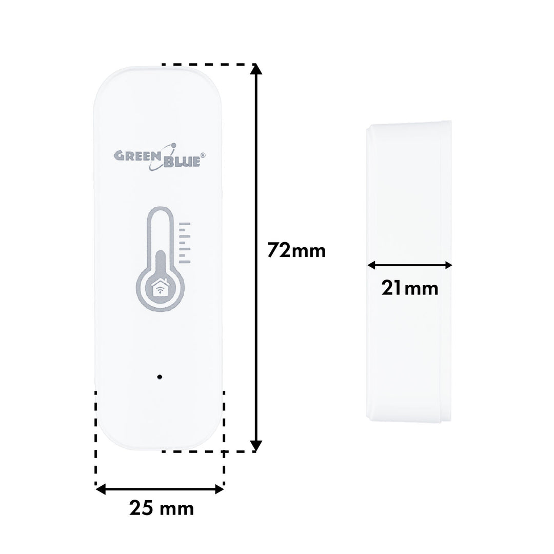 Senzor de temperatură și umiditate WiFi GreenBlue, compatibil cu Android/iOS/Alexa/Google Home, 3,0 V c.c., LR03x2, GB737