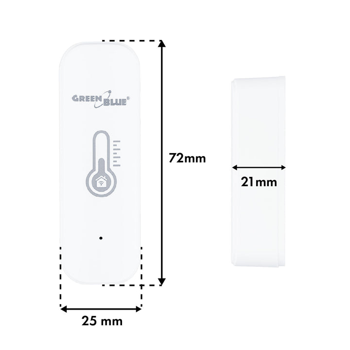 Senzor de temperatură și umiditate WiFi GreenBlue, compatibil cu Android/iOS/Alexa/Google Home, 3,0 V c.c., LR03x2, GB737