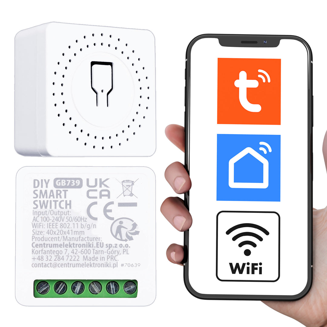 Transmiter WiFi încastrat GreenBlue, compatibil cu Android/iOS/Alexa/Google Home, 100-240 V c.a., 50/60 Hz, max. 16 A, pentru LED-uri de 150 W, GB739