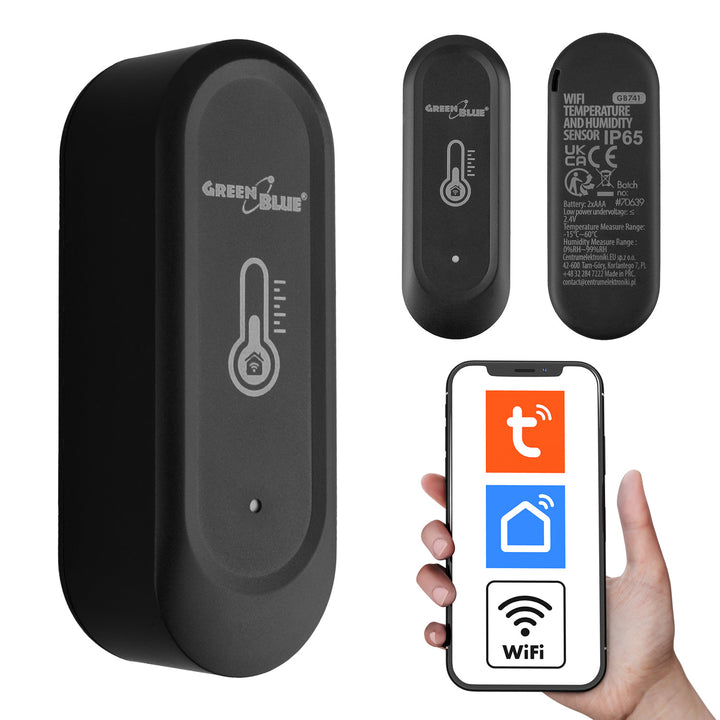 Senzor extern de temperatură și umiditate WiFi GreenBlue, Android/iOS, 3,0 V c.c., LR03x2, IP65, GB741