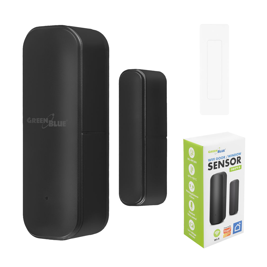 Contactor fără fir / senzor de deschidere WiFi GreenBlue, Android/iOS, pentru uși / ferestre, 3,0 V c.c., LR03x2, GB479 B