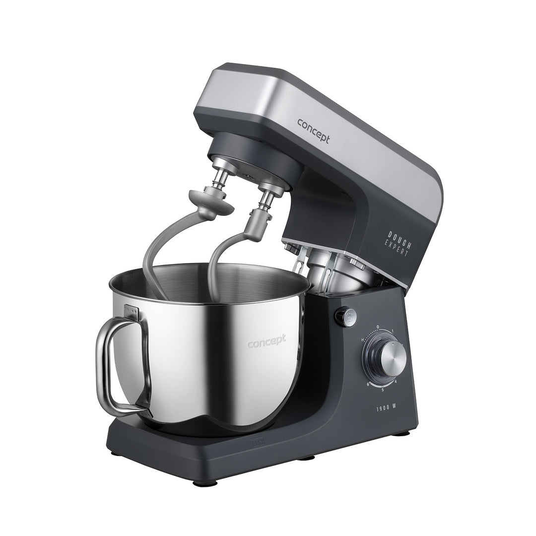 Robot de bucătărie planetar Concept Dough Expert, putere 1900 W, cârlig dublu, funcție de încălzire a vasului, 6 viteze diferite, RM6010