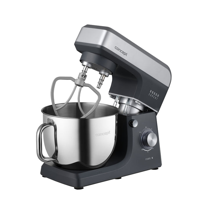 Robot de bucătărie planetar Concept Dough Expert, putere 1900 W, cârlig dublu, funcție de încălzire a vasului, 6 viteze diferite, RM6010