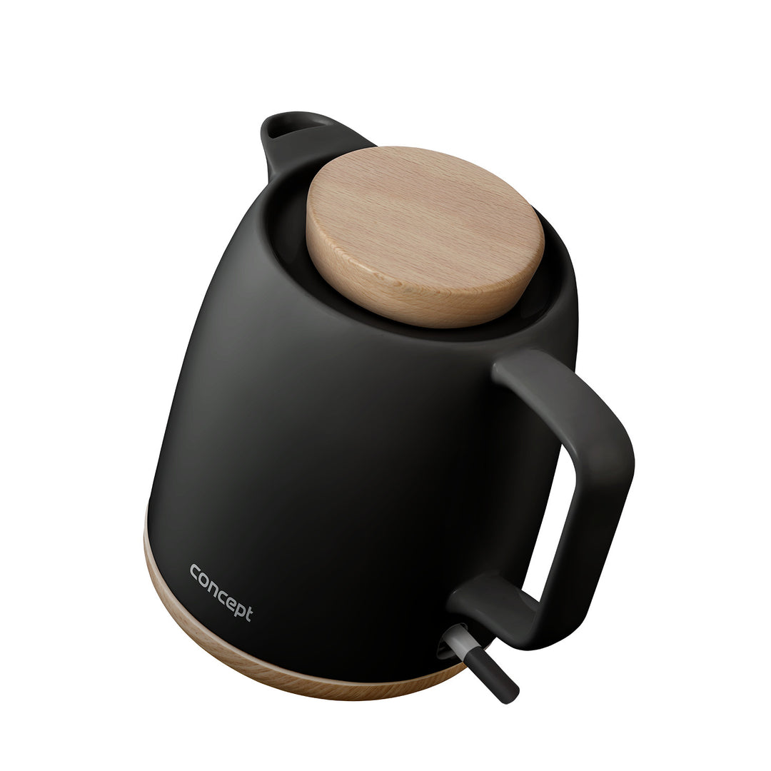 Ceainic electric Concept, capacitate 1 l, 1200 W, negru, conector Strix, filtru anti-calcar, bază pivotantă, RK0086