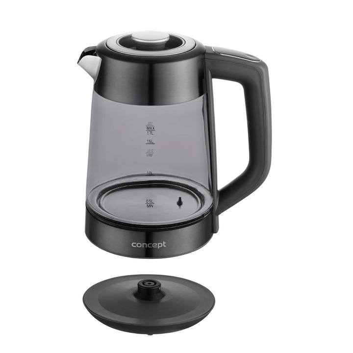 Ceainic electric Concept, capacitate 1,7 l, putere 1850-2200 W, culoare negru, conector Strix, control al temperaturii, control digital, RK4195