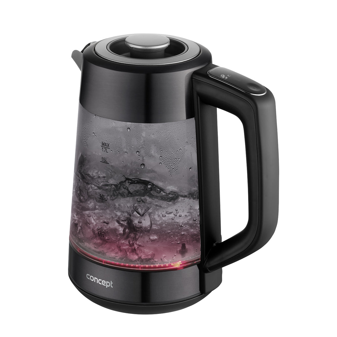 Ceainic electric Concept, capacitate 1,7 l, putere 1850-2200 W, culoare negru, conector Strix, control al temperaturii, control digital, RK4195