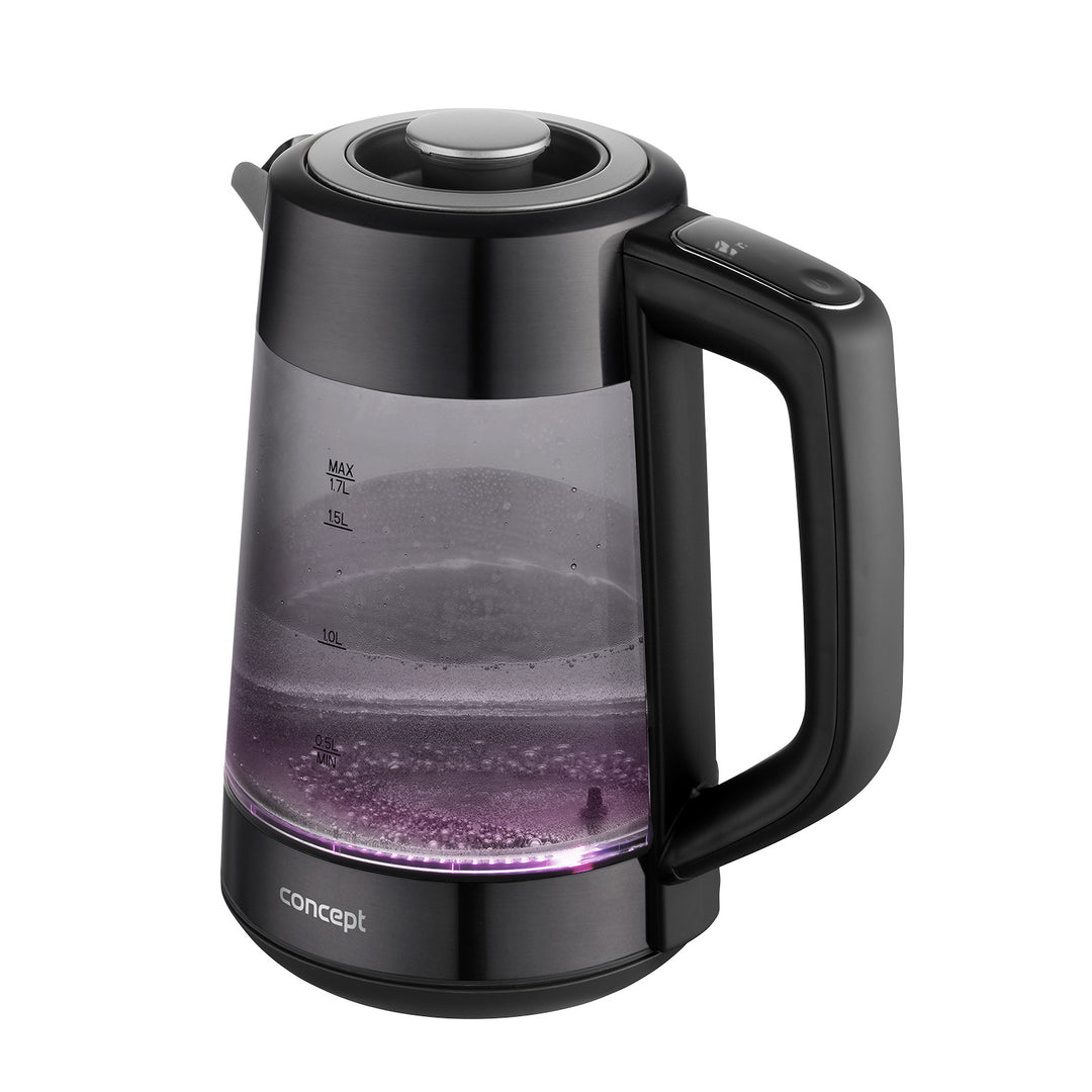 Ceainic electric Concept, capacitate 1,7 l, putere 1850-2200 W, culoare negru, conector Strix, control al temperaturii, control digital, RK4195
