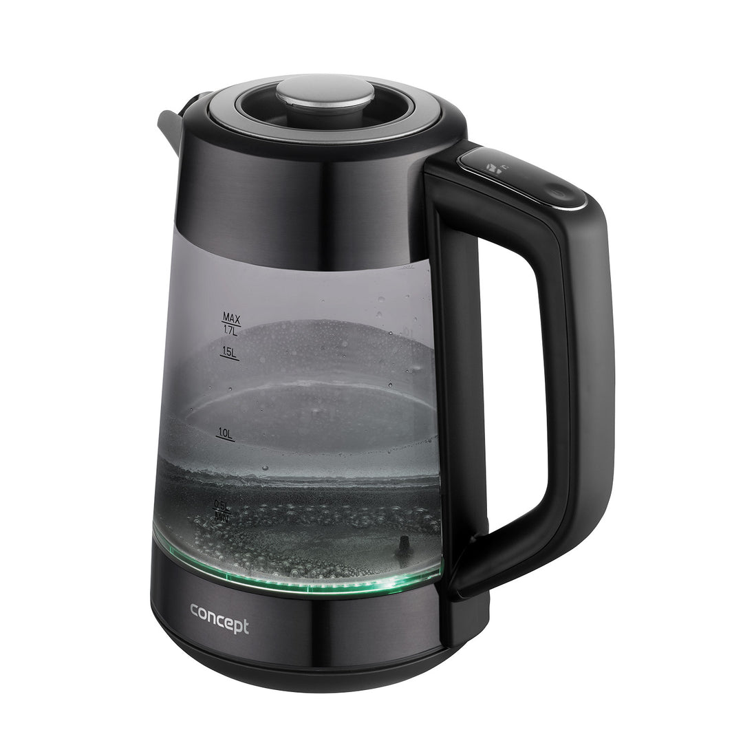 Ceainic electric Concept, capacitate 1,7 l, putere 1850-2200 W, culoare negru, conector Strix, control al temperaturii, control digital, RK4195