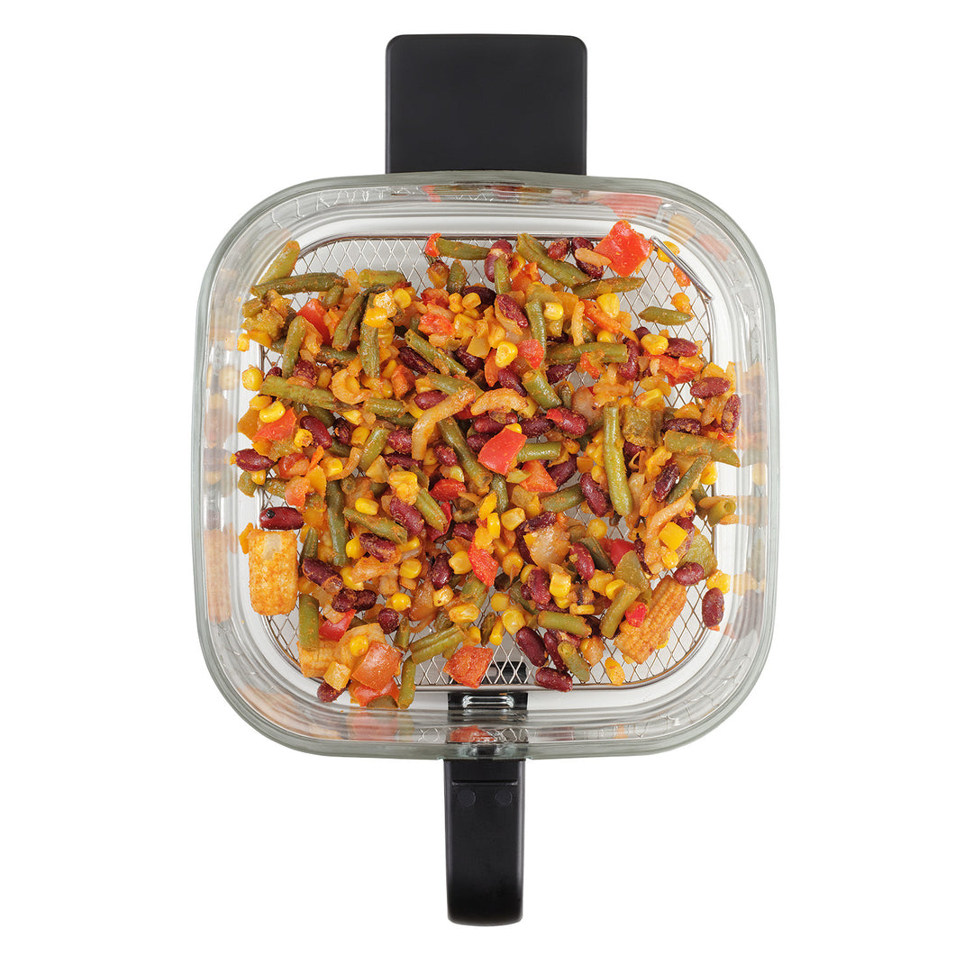 Friteuză fără ulei Concept Glass&Fast, capacitate 5,5 l, 7 programe, ecran tactil LED, mod de prăjire sănătos, recipient din sticlă, FR5500