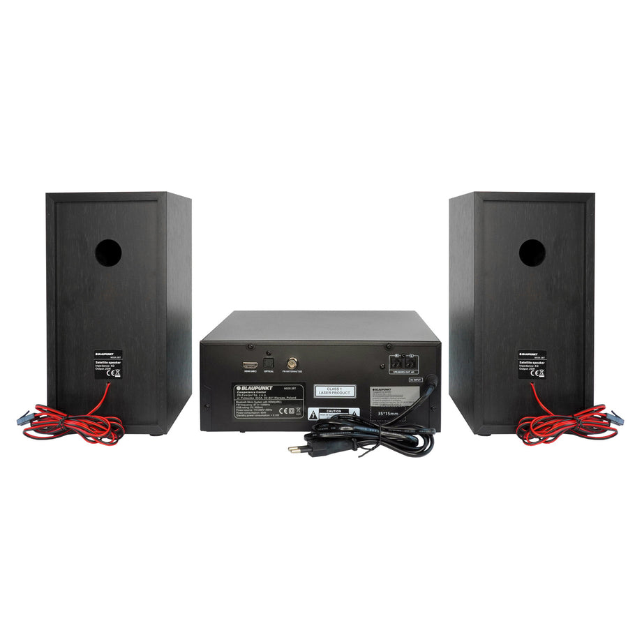 Micro sistem Blaupunkt, putere 150 W, radio FM, mufă AUX și port USB, Bluetooth, intrare HDMI, ceas cu alarmă, afișaj LED, culoare negru, MS30.02BT