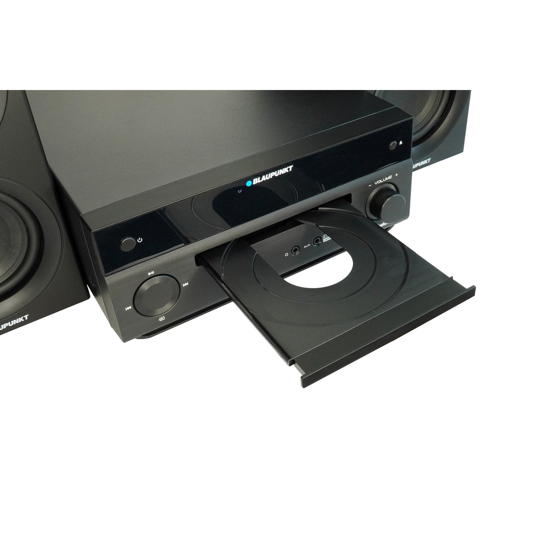 Micro sistem Blaupunkt, putere 150 W, radio FM, mufă AUX și port USB, Bluetooth, intrare HDMI, ceas cu alarmă, afișaj LED, culoare negru, MS30.02BT