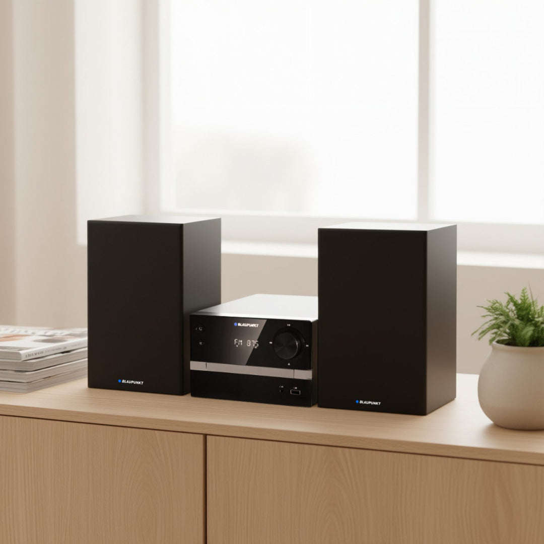Micro sistem Blaupunkt, Bluetooth, radio FM, putere RMS 20 W, ceas cu funcție de alarmă, CD/MP3/USB/AUX, MS9BT