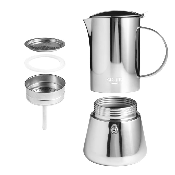 Cafetieră Adler, cafetieră espresso, capacitate 620 ml, culoare argintiu metalizat, AD 4417