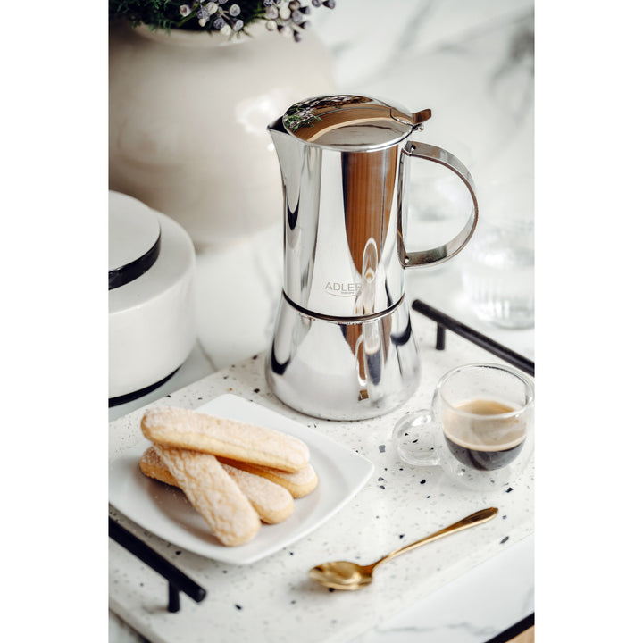 Cafetieră Adler, cafetieră espresso, capacitate 620 ml, culoare argintiu metalizat, AD 4417