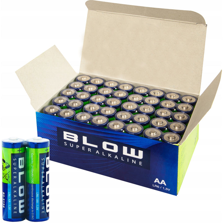 Baterii alcaline AA Blow, LR6, tensiune 1,5 V, set de 40 bucăți