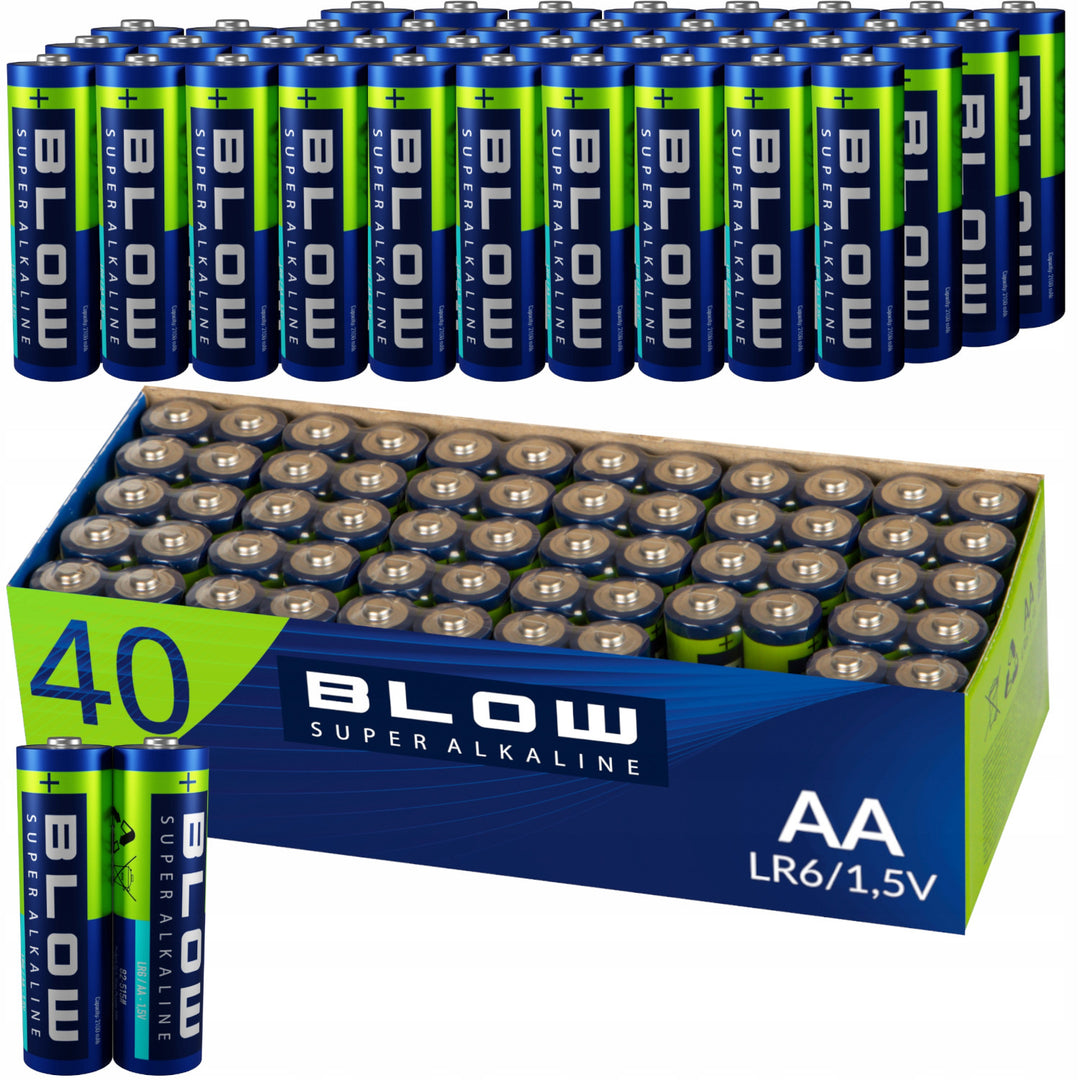 Baterii alcaline AA Blow, LR6, tensiune 1,5 V, set de 40 bucăți