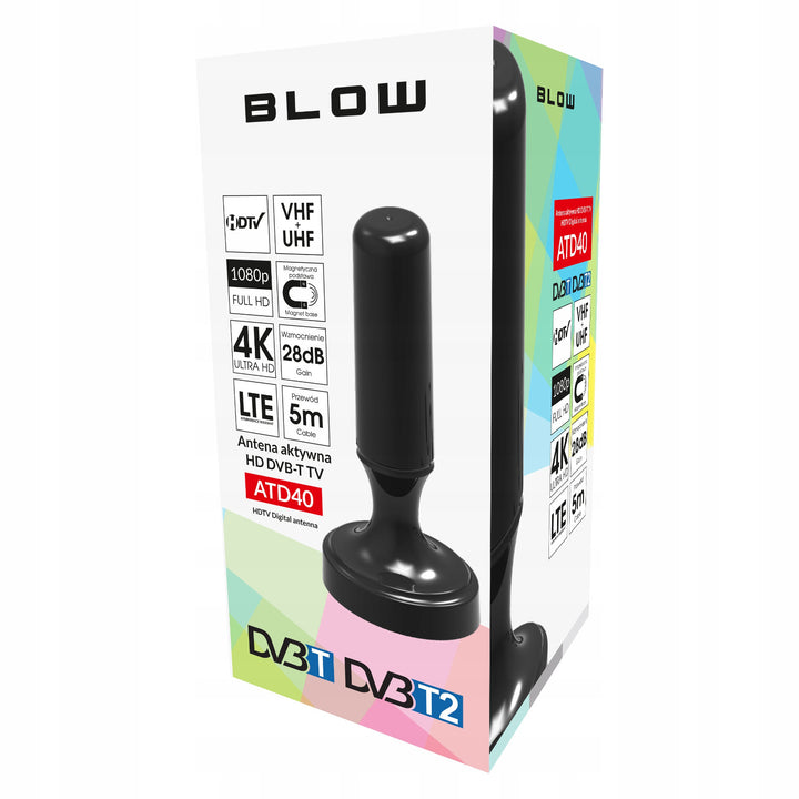 Antena DVB-T, activă pentru interior, câștig de 28dB, filtru LTE încorporat, recepție în banda 168-790 MHz, 21-040#