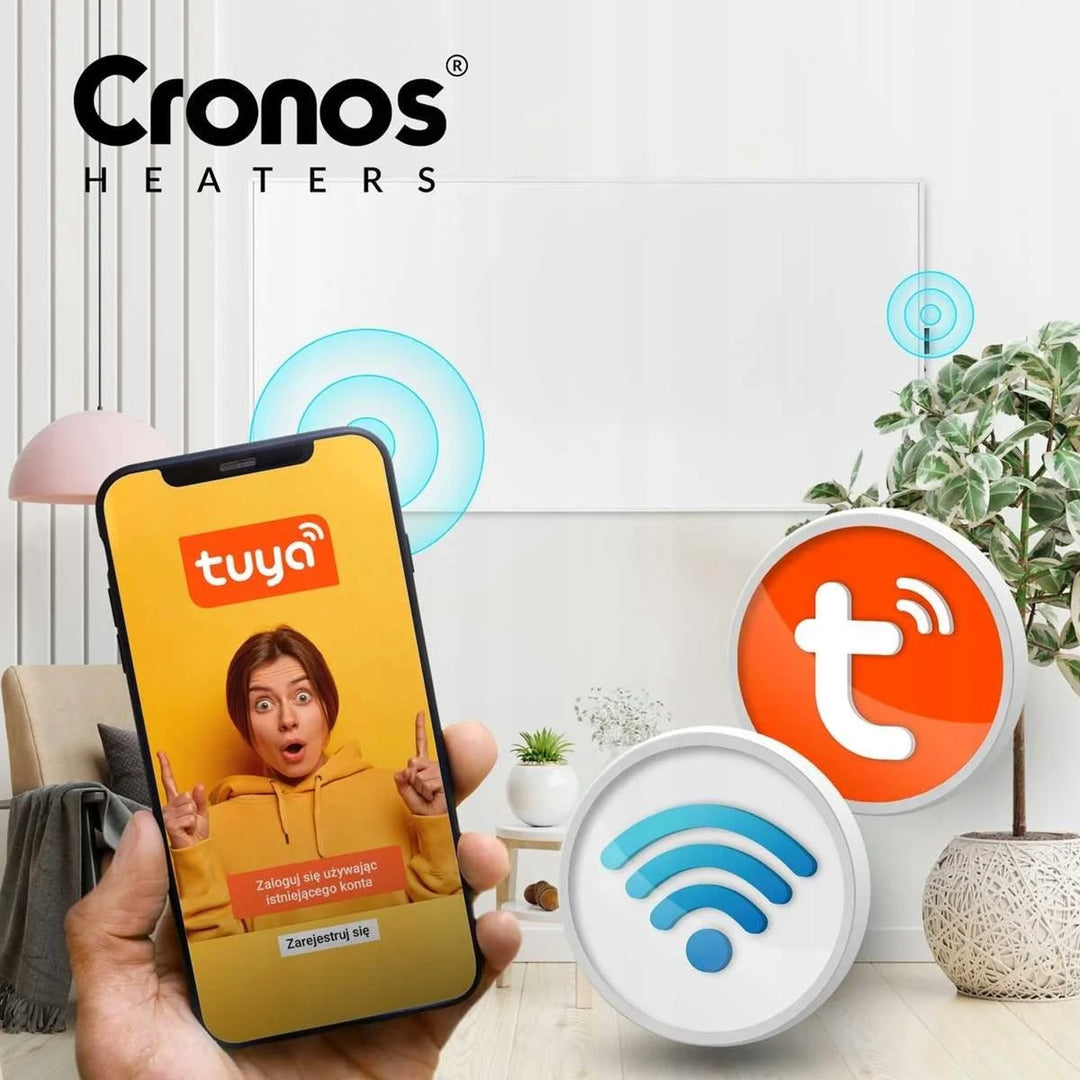 Încălzitor cu infraroșu Cronos, 800 W, ideal pentru persoanele alergice, suprafață mată, ultra-subțire, termostat încorporat și telecomandă prin telefon sau telecomandă, Carbon P800 TWP