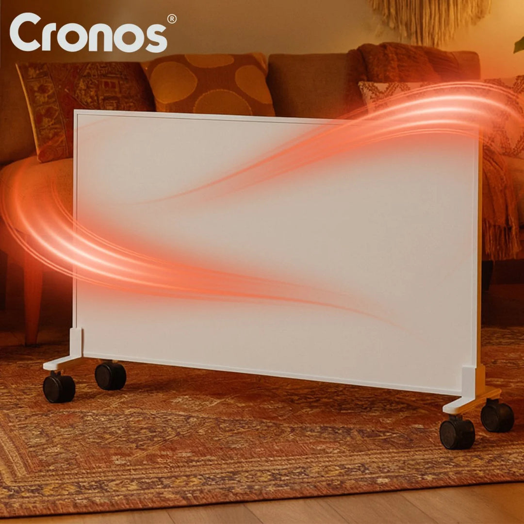 Încălzitor cu infraroșu Cronos, 800 W, ideal pentru persoanele alergice, suprafață mată, ultra-subțire, termostat încorporat și telecomandă prin telefon sau telecomandă, Carbon P800 TWP