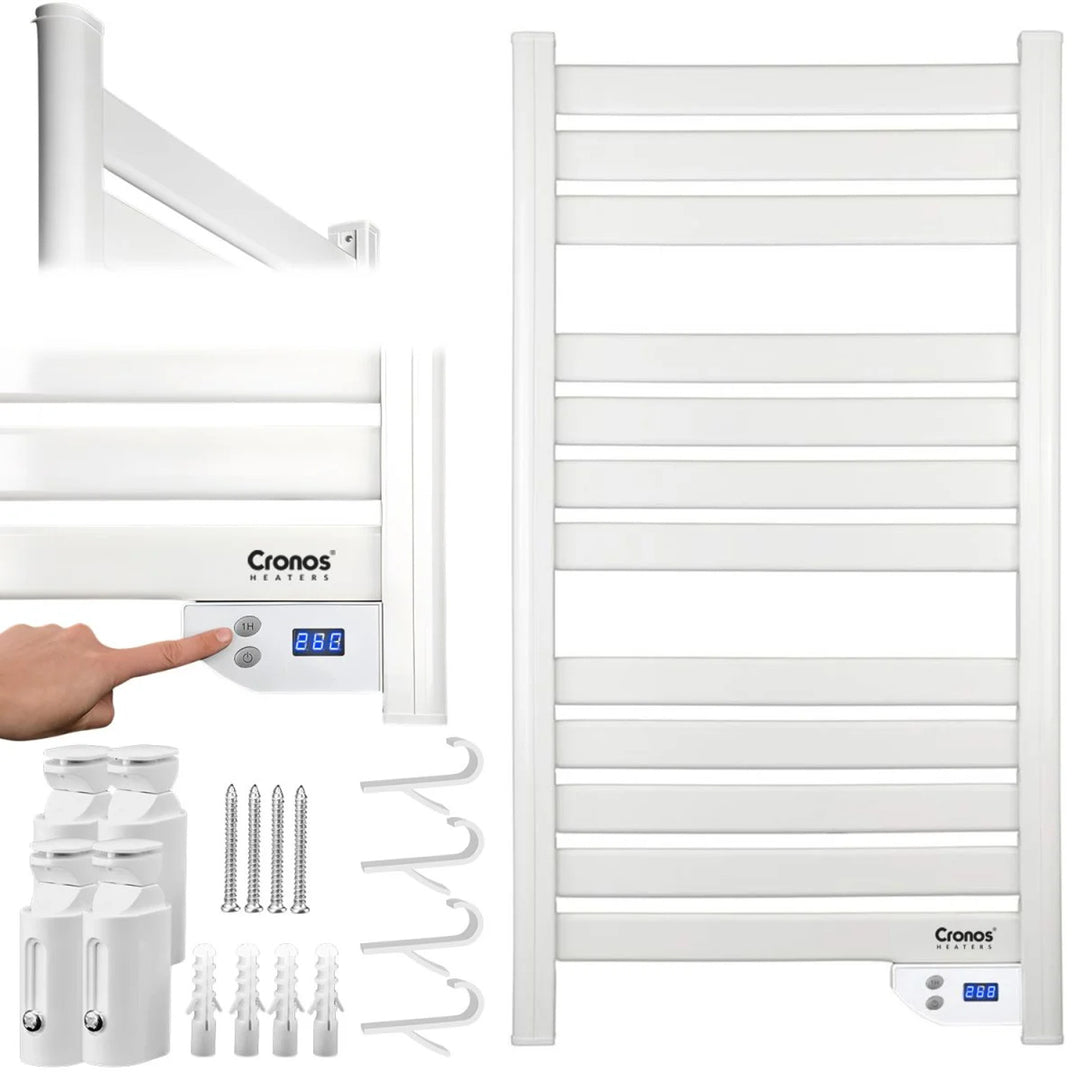 Încălzitor electric pentru baie Cronos, putere 500 W, încălzește încăperi de până la 6 m², afișaj LCD, funcții AUTO, TIMER și detectare fereastră deschisă, TW-500