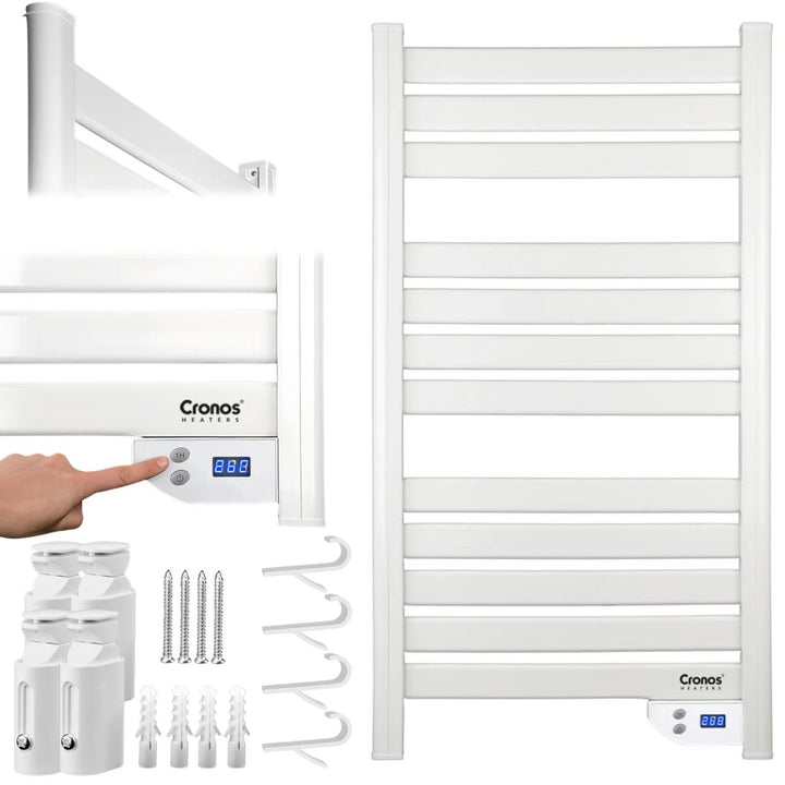 Încălzitor electric pentru baie Cronos, putere 500 W, încălzește încăperi de până la 6 m², afișaj LCD, funcții AUTO, TIMER și detectare fereastră deschisă, TW-500
