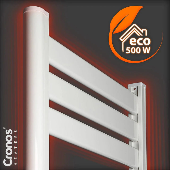 Încălzitor electric pentru baie Cronos, putere 500 W, încălzește încăperi de până la 6 m², afișaj LCD, funcții AUTO, TIMER și detectare fereastră deschisă, TW-500