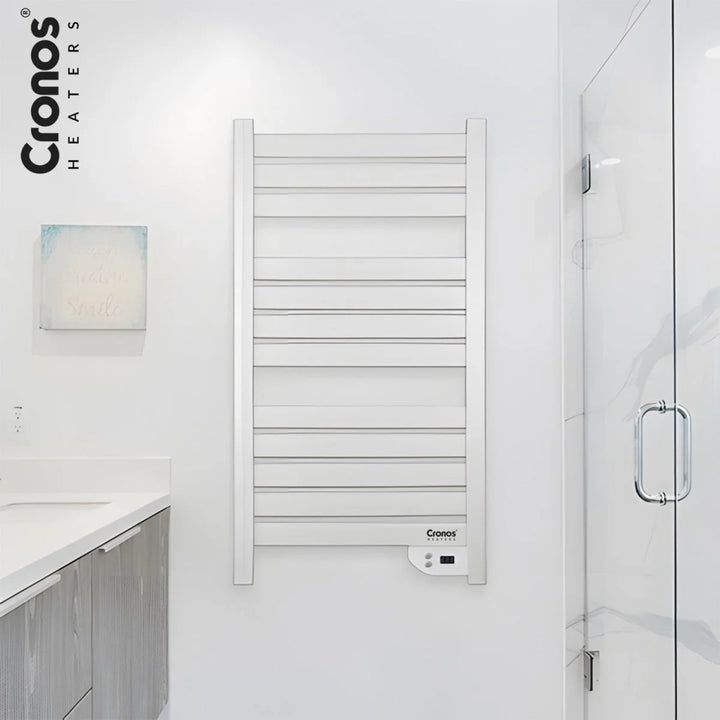 Încălzitor electric pentru baie Cronos, putere 500 W, încălzește încăperi de până la 6 m², afișaj LCD, funcții AUTO, TIMER și detectare fereastră deschisă, TW-500