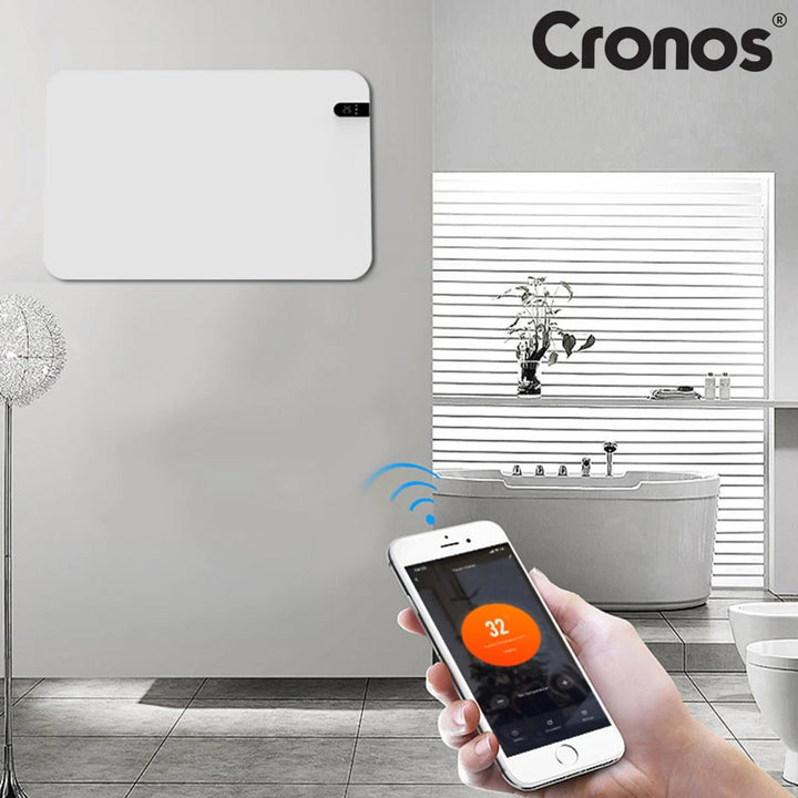 Încălzitor electric Cronos, alb, putere 450 W, încălzește încăperi de până la 14 m², termostat încorporat, telecomandă, funcție de detectare a ferestrelor deschise, picioare incluse, WFH-450TW