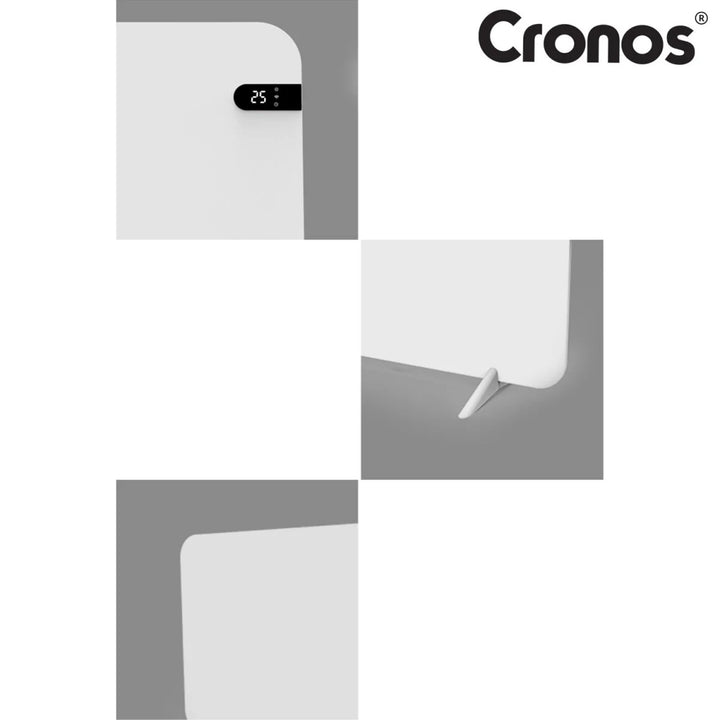 Încălzitor electric Cronos, alb, putere 450 W, încălzește încăperi de până la 14 m², termostat încorporat, telecomandă, funcție de detectare a ferestrelor deschise, picioare incluse, WFH-450TW