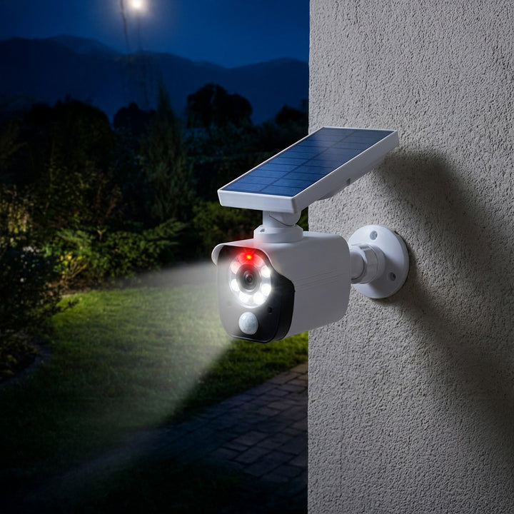 Cameră solară falsă, LED intermitent, senzor de mișcare, iluminare LED, autocolant gratuit, SOL1800S, 4 bucăți
