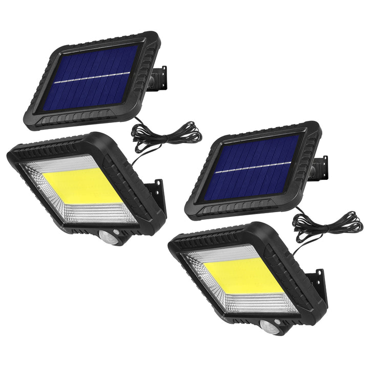 Proiector solar LED cu senzor de mișcare Maclean, IP44, 5W, 400lm, 6000K, baterie litiu 1300 mAh, 5,5V CC MCE438, 2 bucăți
