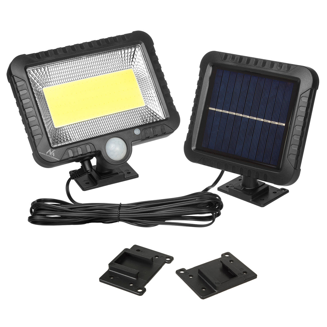 Proiector solar LED cu senzor de mișcare Maclean, IP44, 5W, 400lm, 6000K, baterie litiu 1300 mAh, 5,5V CC MCE438, 4 bucăți