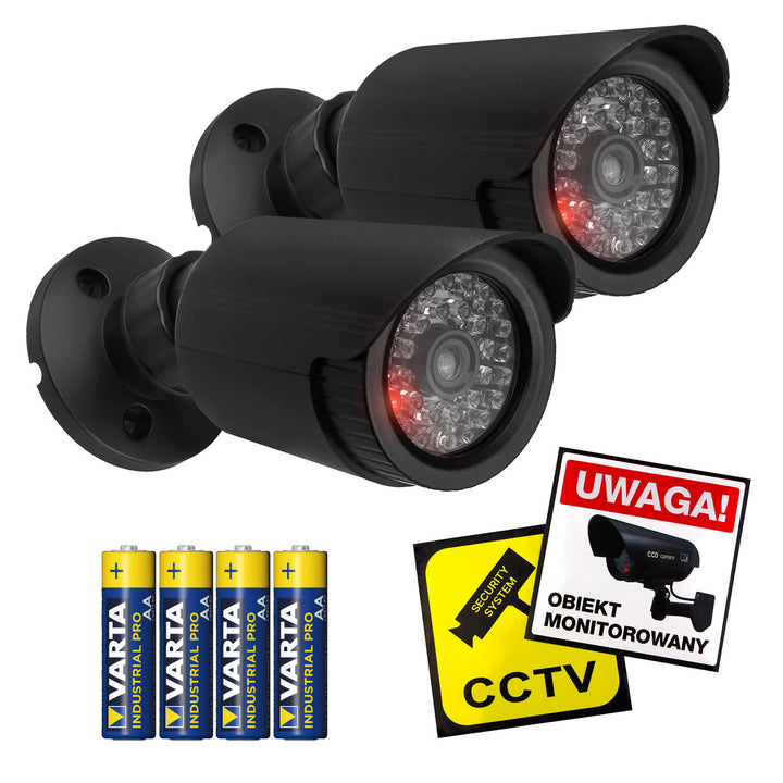 Set de două camere tubulare false, LED-uri IR, negru, alimentare 2xAA (inclusă), ABS, IR1800 BT