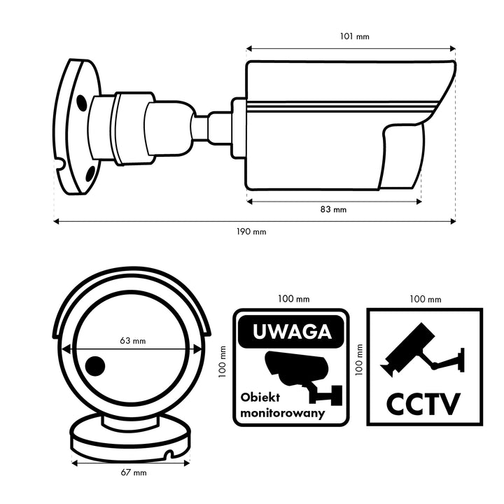 Set de două camere tubulare false, LED-uri IR, albe, alimentare 2xAA (inclusă), ABS, IR1800 WT
