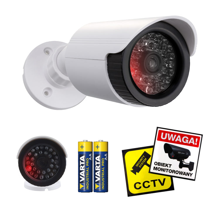 Cameră cu tub fals, LED-uri IR, albă, alimentare 2xAA (inclusă), ABS, IR1800 W