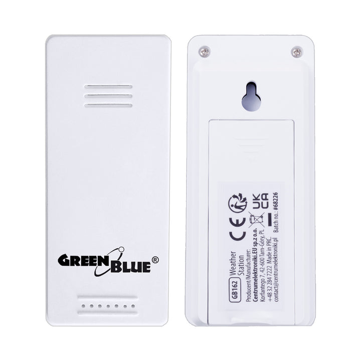 Stație meteo wireless GreenBlue, temperatură IN/OUT, ceas, selectabilă °C/°F, rază de acțiune de până la 60 m, GB162, 4 baterii AAA