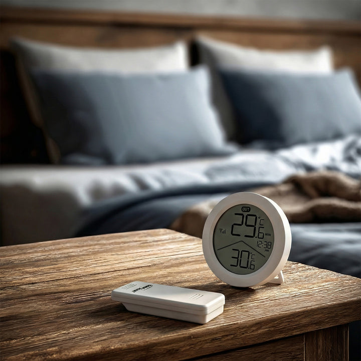 Stație meteo wireless GreenBlue, temperatură IN/OUT, ceas, selectabilă °C/°F, rază de acțiune de până la 60 m, GB162, 4 baterii AAA