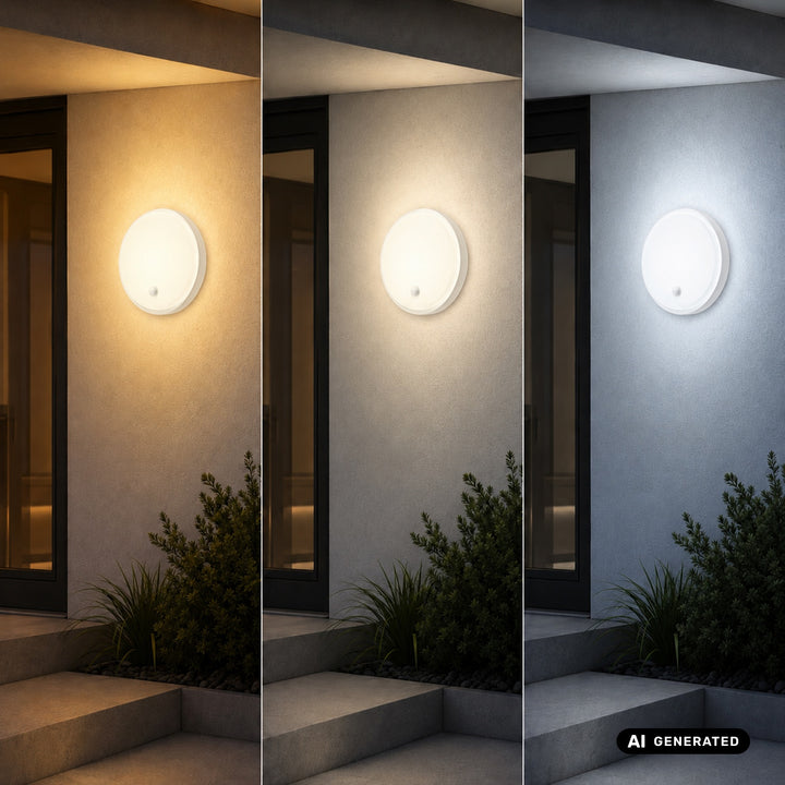 Lampă LED cu senzor de mișcare Maclean, senzor PIR, albă, 10 W/15/18 W, IP65, posibilitatea de a schimba temperatura culorii între 3000/4000/6000 K, MCE535 W