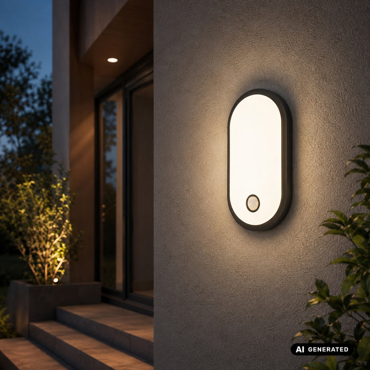 Lampă LED cu senzor de mișcare Maclean, senzor PIR, negru, 10 W/15/18 W, IP65, posibilitatea de a schimba culoarea la 3000/4000/6000 K, MCE534 B