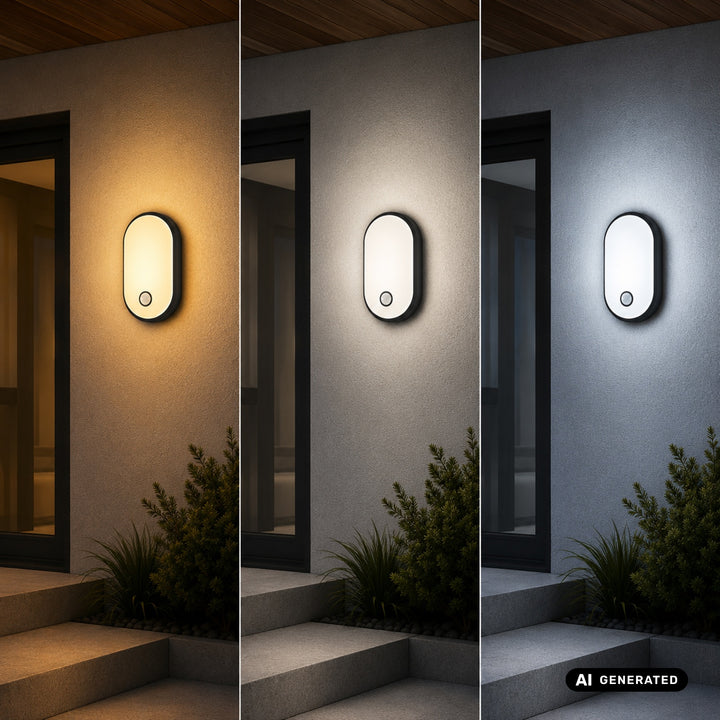 Lampă LED cu senzor de mișcare Maclean, senzor PIR, negru, 10 W/15/18 W, IP65, posibilitatea de a schimba culoarea la 3000/4000/6000 K, MCE534 B