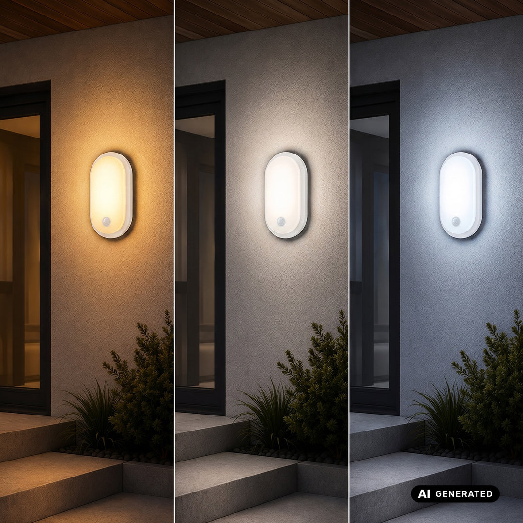 Lampă LED cu senzor de mișcare Maclean, senzor PIR, albă, 10 W/15/18 W, IP65, posibilitatea de a schimba temperatura culorii între 3000/4000/6000 K, MCE534 W