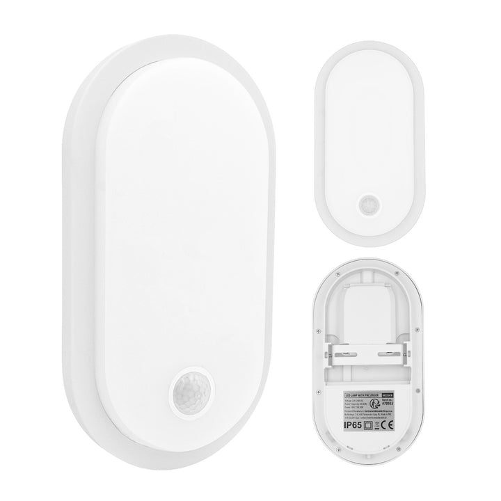 Lampă LED cu senzor de mișcare Maclean, senzor PIR, albă, 10 W/15/18 W, IP65, posibilitatea de a schimba temperatura culorii între 3000/4000/6000 K, MCE534 W