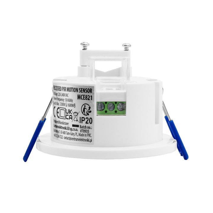 Senzor de mișcare PIR Maclean, pentru încastrare, rază de acțiune 8 m, 600 W/1200 W, 220-240 V c.a., 50/60 Hz, MCE821