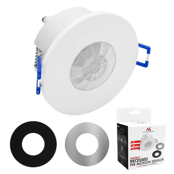 Senzor de mișcare PIR Maclean, pentru încastrare, rază de acțiune 8 m, 600 W/1200 W, 220-240 V c.a., 50/60 Hz, MCE821