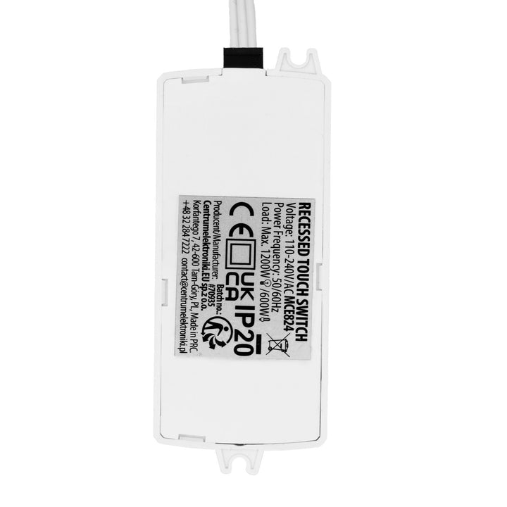 Întrerupător tactil încastrat Maclean, <40 mm, 110-240 V c.a., sarcină maximă 600 W pentru LED, MCE824
