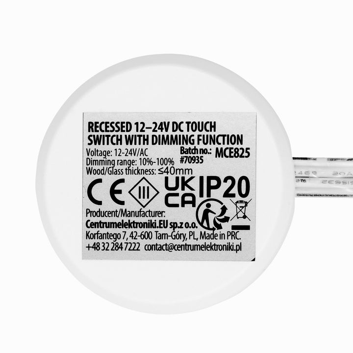 Întrerupător tactil încastrat Maclean, <40 mm, 12-24 V CC, sarcină maximă 48/96 W, MCE825