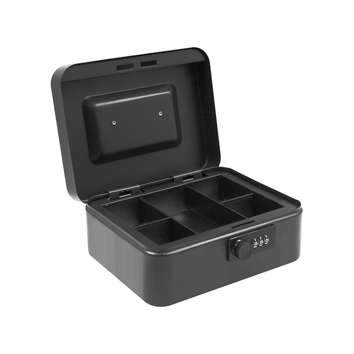 Caseta de bani Tracer, mâner de transport, compartiment ascuns, negru, Cash Saver