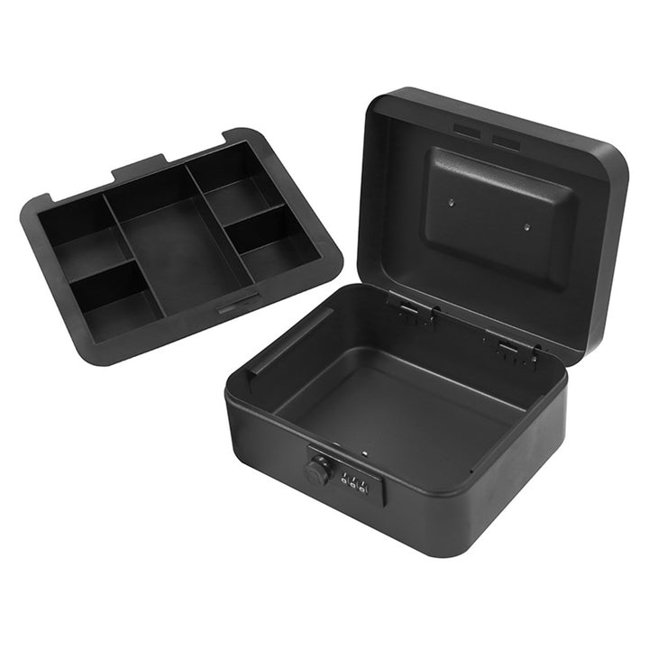 Caseta de bani Tracer, mâner de transport, compartiment ascuns, negru, Cash Saver