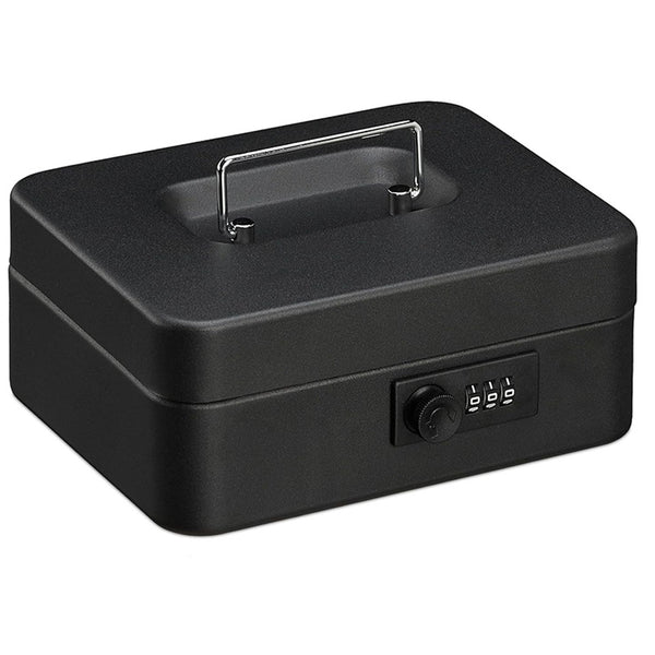 Caseta de bani Tracer, mâner de transport, compartiment ascuns, negru, Cash Saver