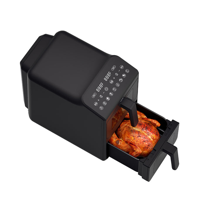 Friteuză fără ulei LAFE, friteuză cu aer cald, 2 compartimente, 5 L, putere 2460 W, afișaj LCD, Dual Fry